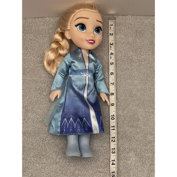 Disney Frozen Elsa Doll 14 Inch Large Poseable Blonde Braid Blue Travel Dress - Picture 3 of 4